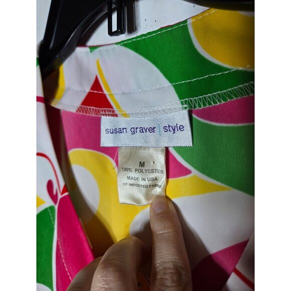 Susan Graver Sleeveless Button Front Top Size Medium Groovy Vintage Art NWT - Picture 5 of 11